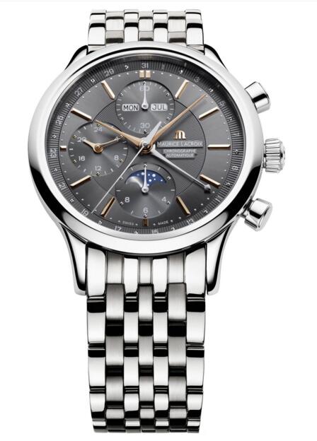 Review Replica Maurice Lacroix Les Classiques Chronographe Phases de Lune LC6078-SS002-331-1 watch band - Click Image to Close